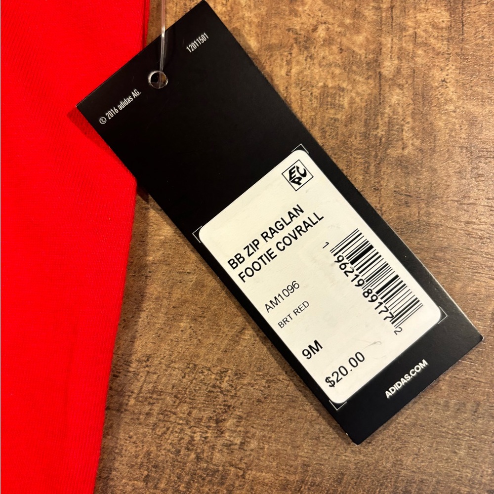 Adidas Kids 9m Red and Black One Piece Coverall NWT - Picture 4 of 5